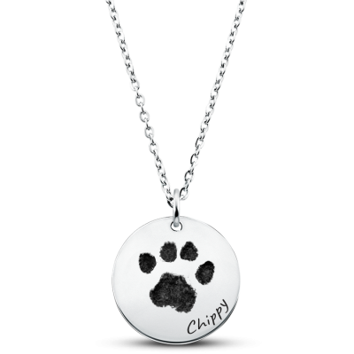 Collier Personnalisé Motif Patte avec Texte Devant