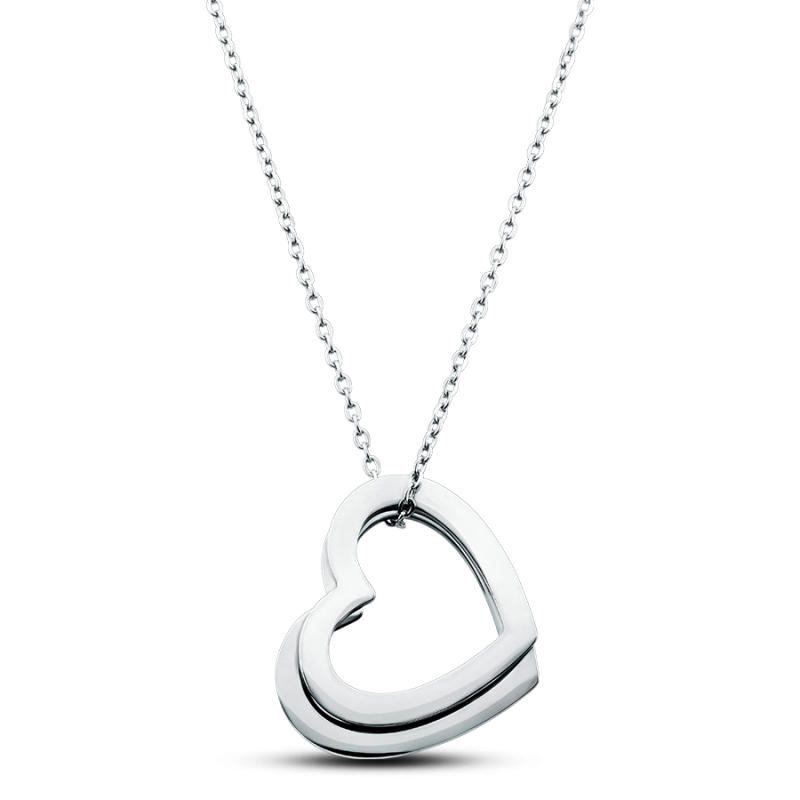 Collier Personnalisé 2 Coeurs  - Silver - 60