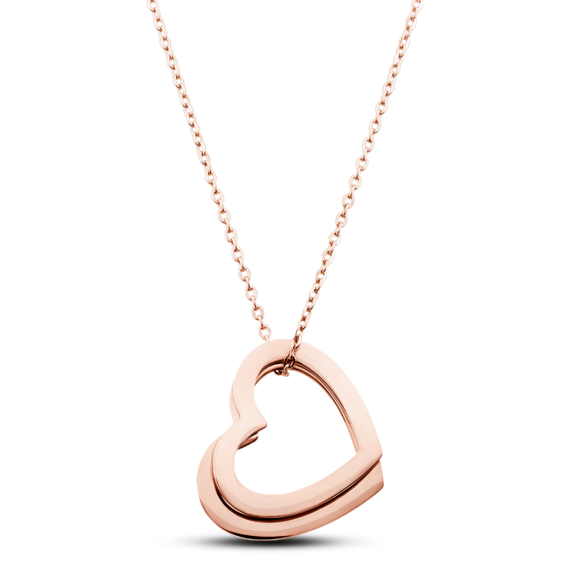 Collier Personnalisé 2 Coeurs  - Rosegold - 61