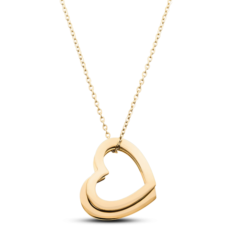 Collier Personnalisé 2 Coeurs  - Gold - 62