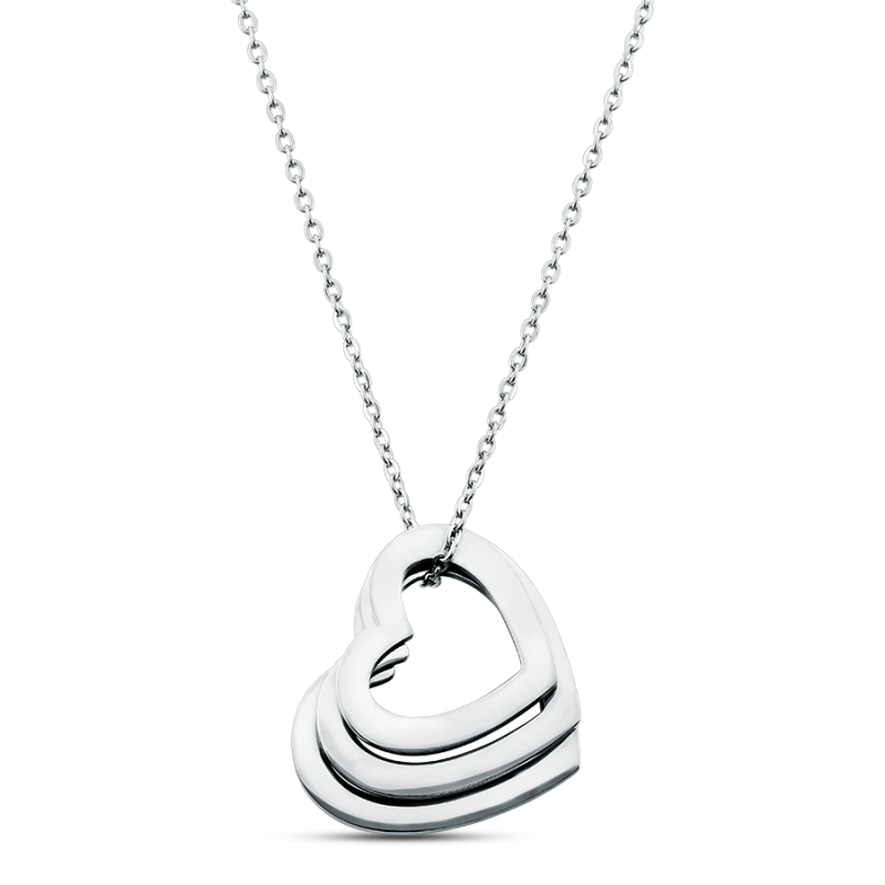 Collier Personnalisé 3 Coeurs - Silver - 60