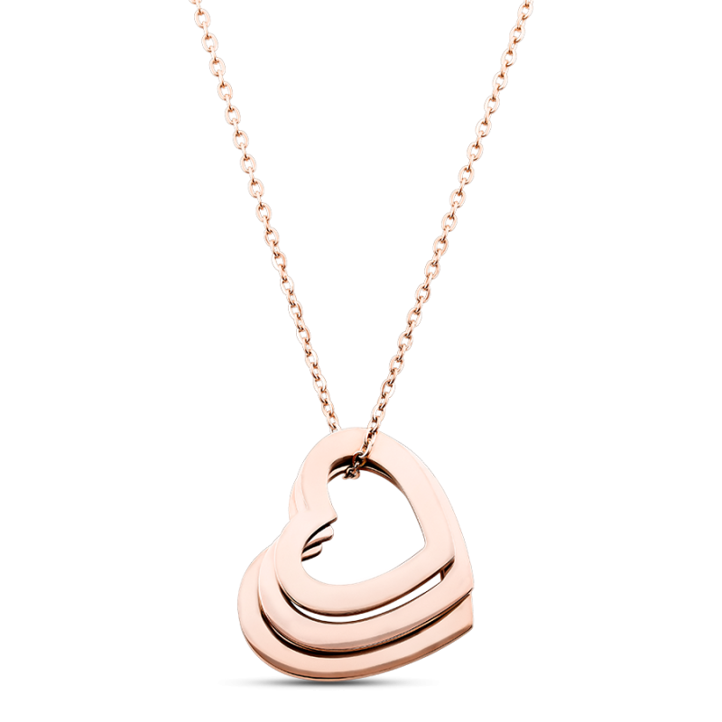 Collier Personnalisé 3 Coeurs - Rosegold - 61