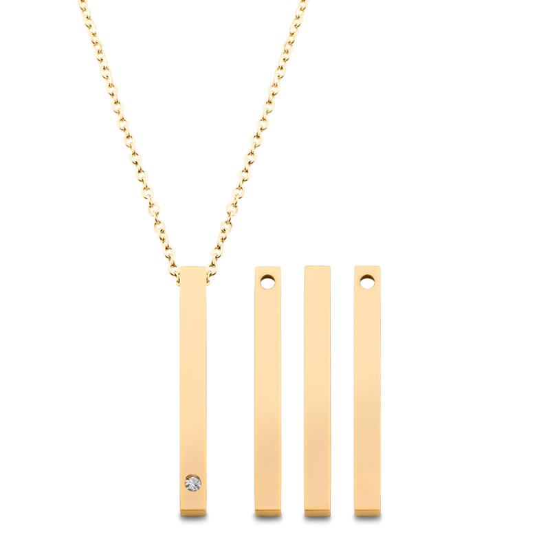 Collier Personnalisé 4 Faces avec 1 Pierre Porte-Bonheur - Gold - 62