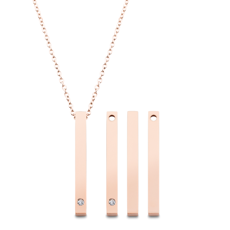 Collier Personnalisé 4 Faces avec 2 Pierres Porte-Bonheur - Rosegold - 61