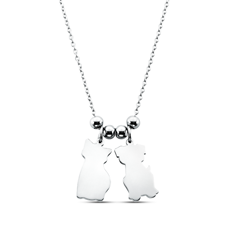 Collier Personnalisé Chat & Chien - Silver - 60