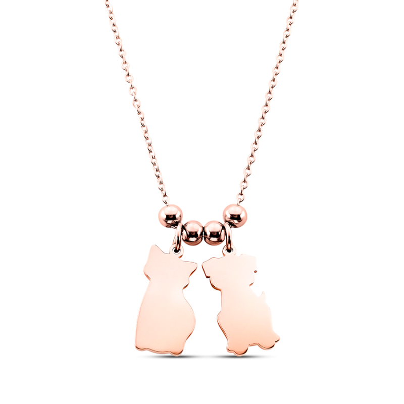 Collier Personnalisé Chat & Chien - Rosegold - 61