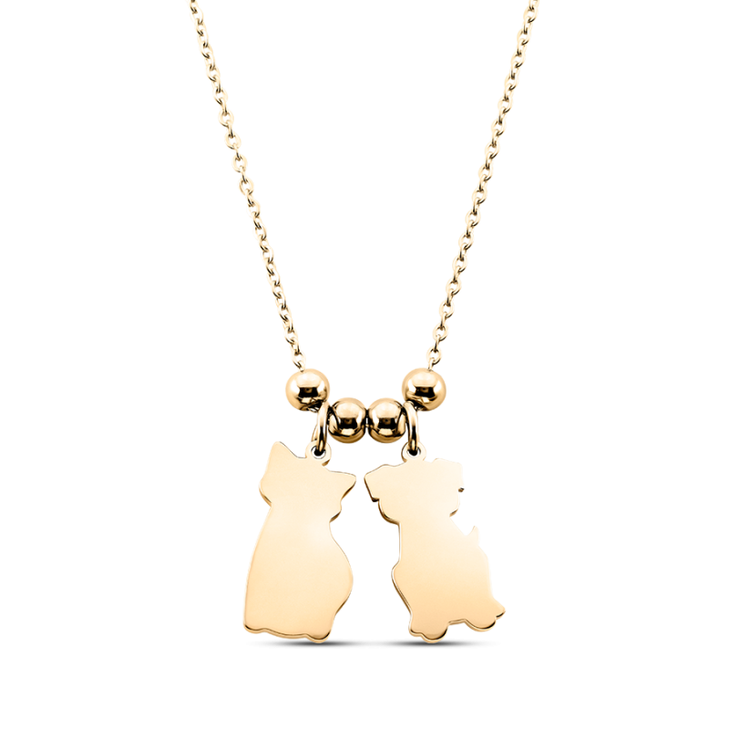 Collier Personnalisé Chat & Chien - Gold - 62