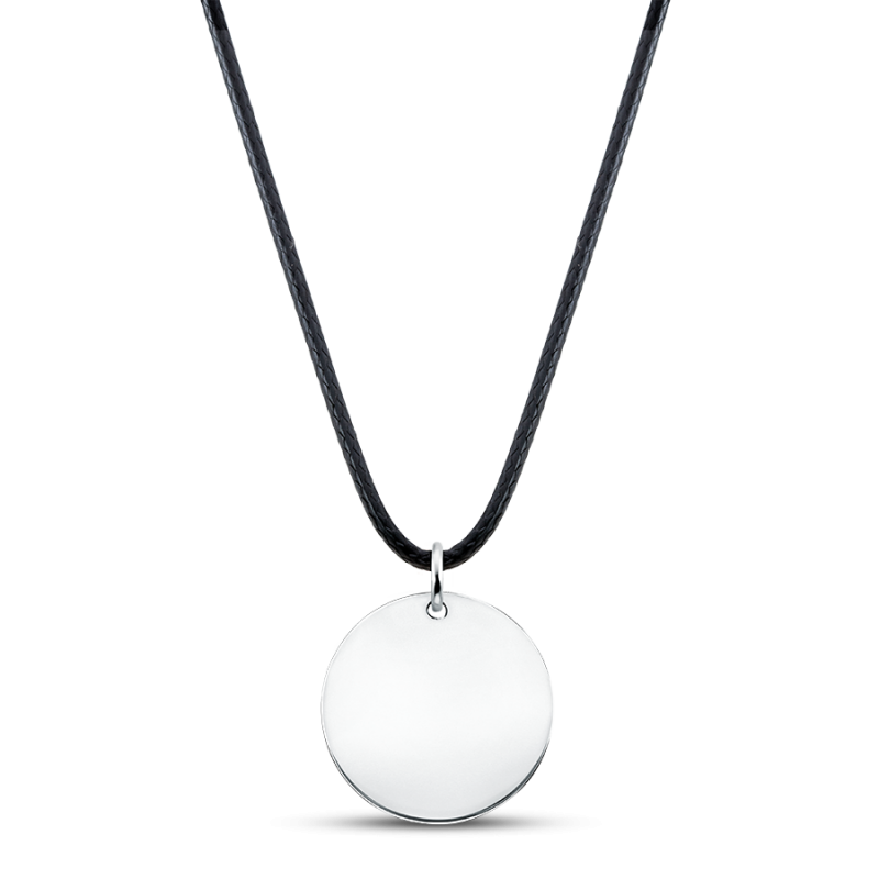 Collier Personnalisé Cercle avec Chaîne Noire - Silver - 60