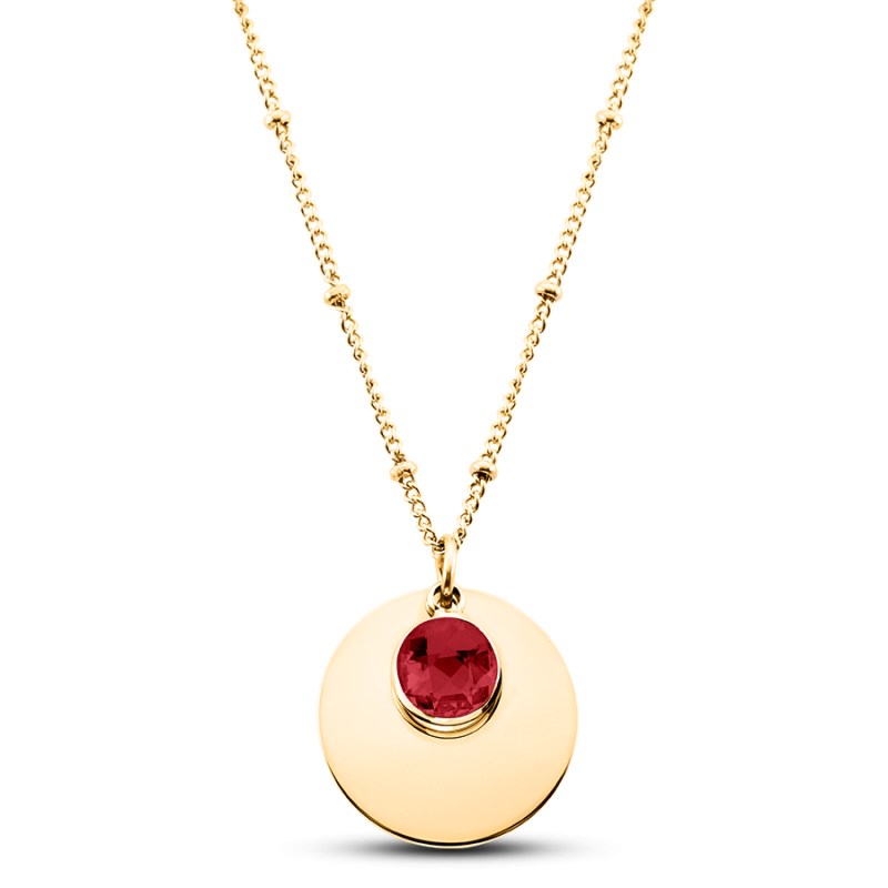 Collier Personnalisé Cercle & Pierre Porte-Bonheur - Gold - 62