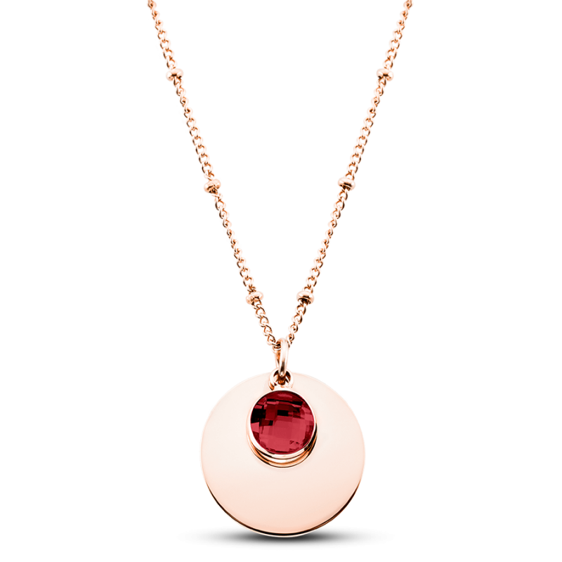 Collier Personnalisé Cercle & Pierre Porte-Bonheur - Rosegold - 61