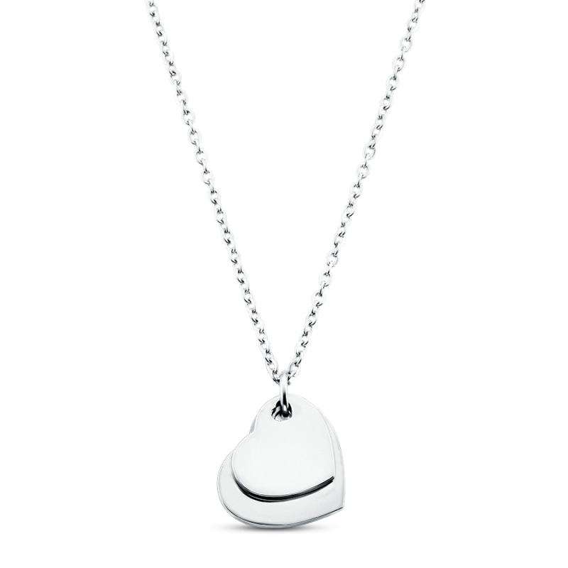 Collier Personnalisé Double Coeurs - Silver - 60