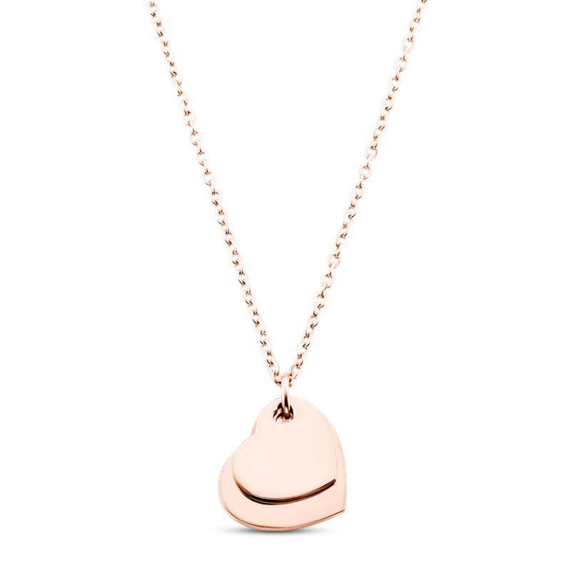 Collier Personnalisé Double Coeurs - Rosegold - 61