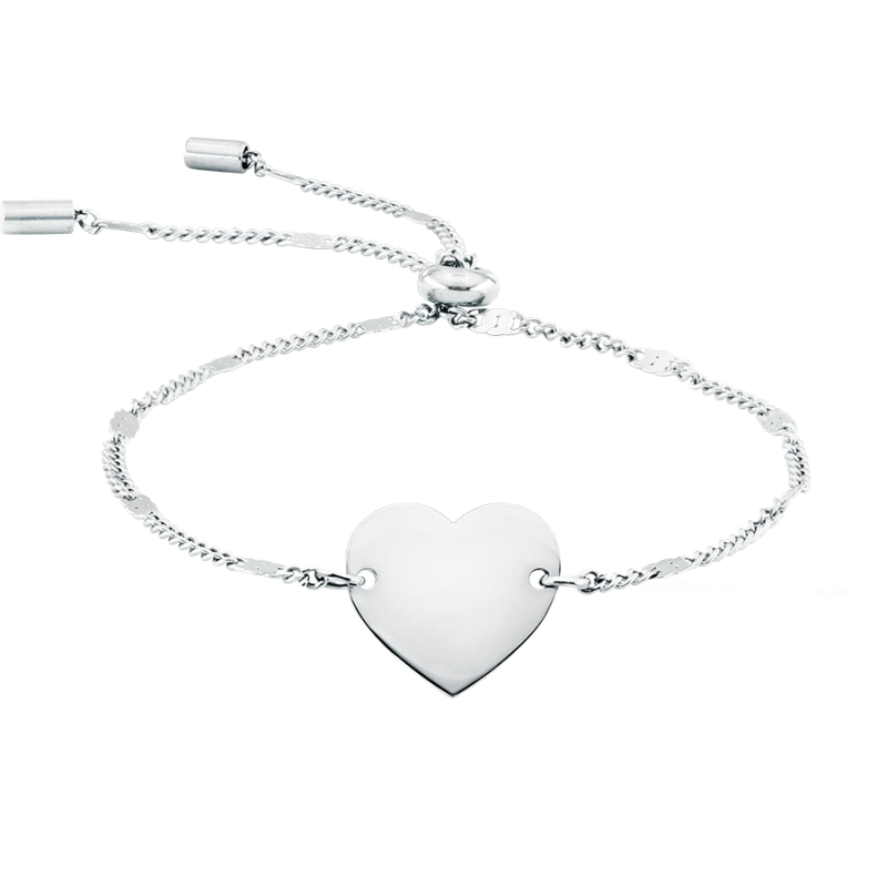 Coeur Personnalisé avec Bracelet Réglable - Silver - 60