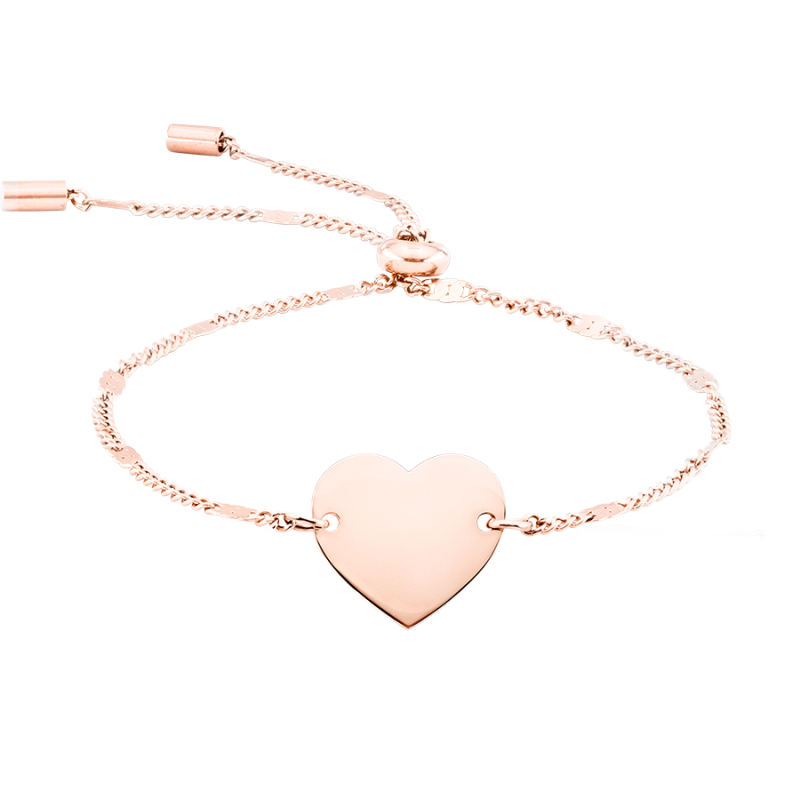 Coeur Personnalisé avec Bracelet Réglable - Rosegold - 61