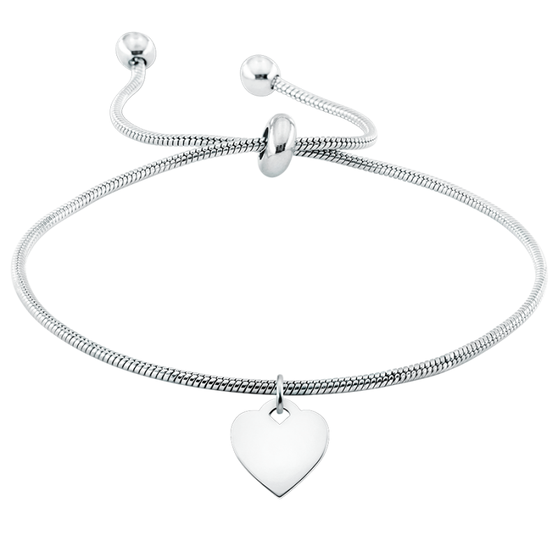 Coeur Suspendu Personnalisé avec Bracelet Réglable - Silver - 60