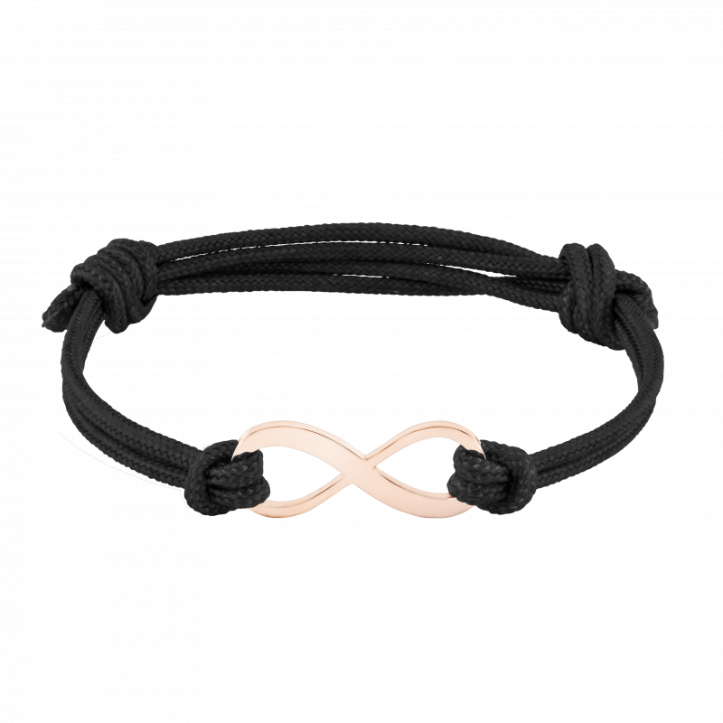 Signe Infini Personnalisé avec Bracelet Corde en Noir - Rosegold - 61