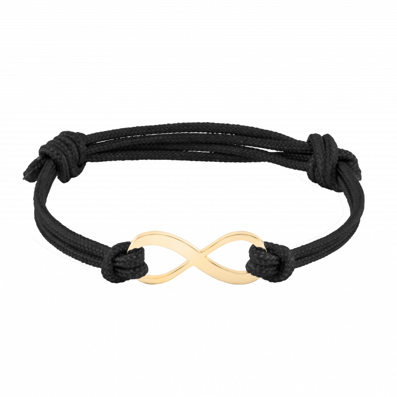 Signe Infini Personnalisé avec Bracelet Corde en Noir - Gold - 62