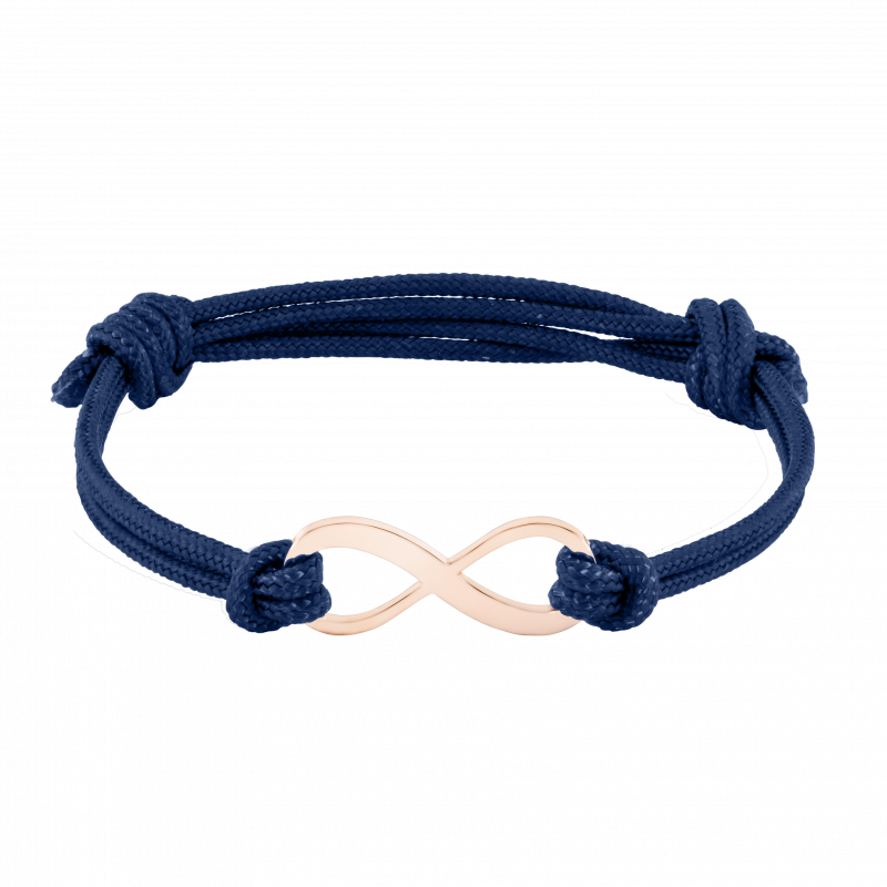 Signe Infini Personnalisé avec Bracelet Corde en Bleu - Rosegold - 61