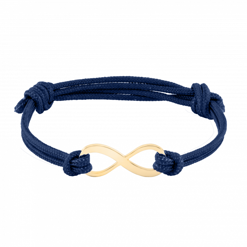 Signe Infini Personnalisé avec Bracelet Corde en Bleu - Gold - 62