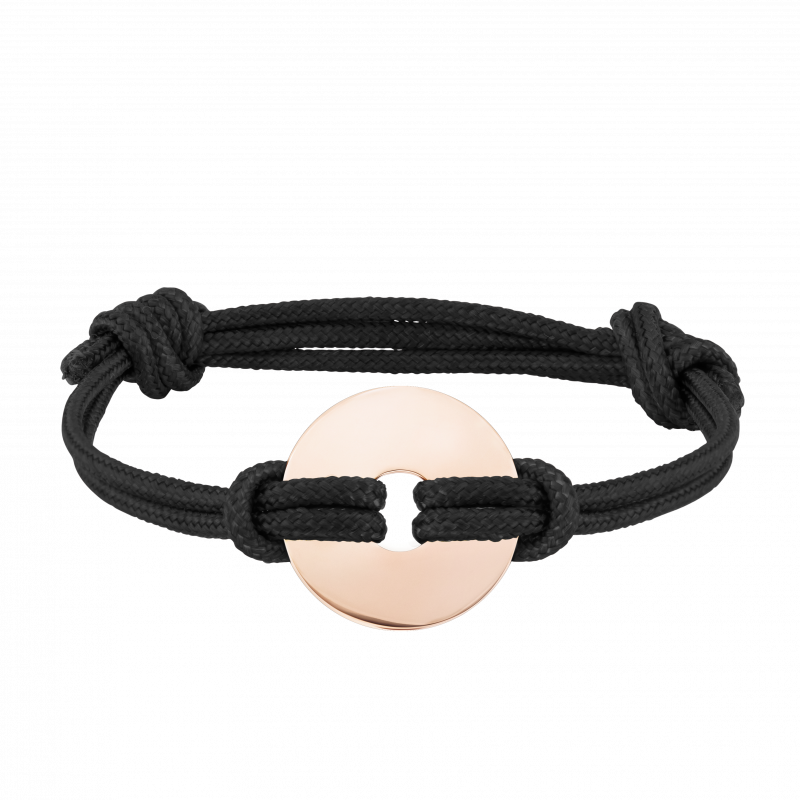 Disque Personnalisé avec Bracelet Corde en Noir - Rosegold - 61