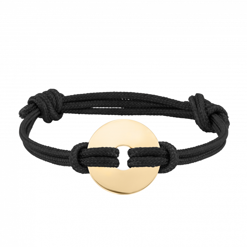 Disque Personnalisé avec Bracelet Corde en Noir - Gold - 62