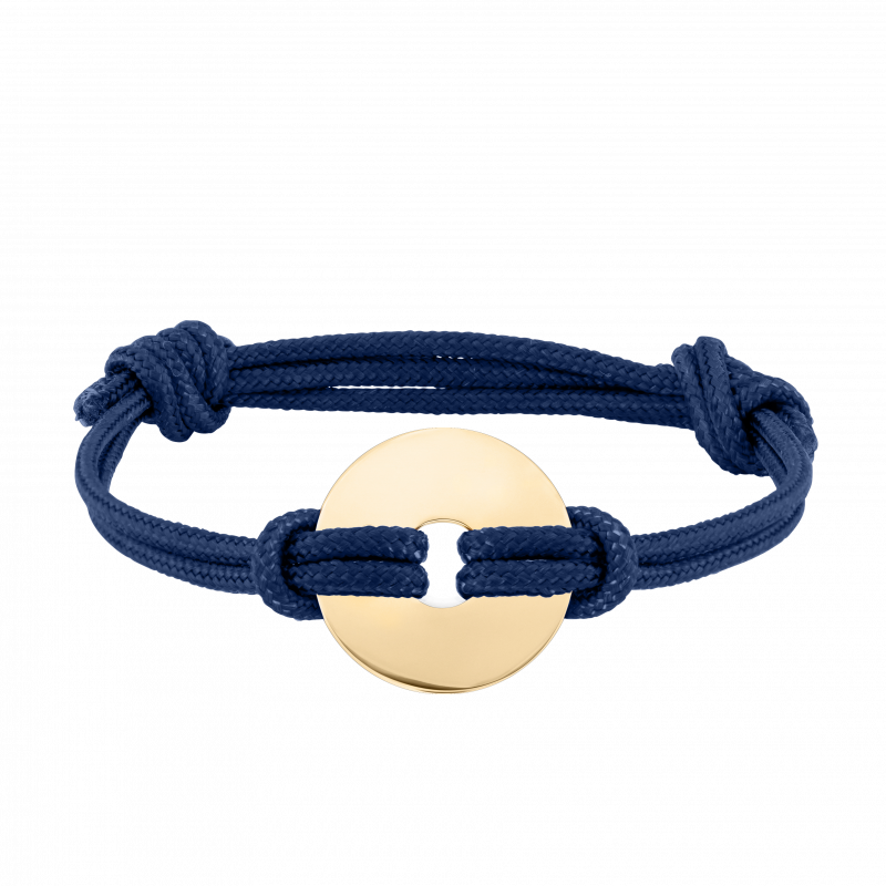 Disque Personnalisé avec Bracelet Corde en Bleu - Gold - 62