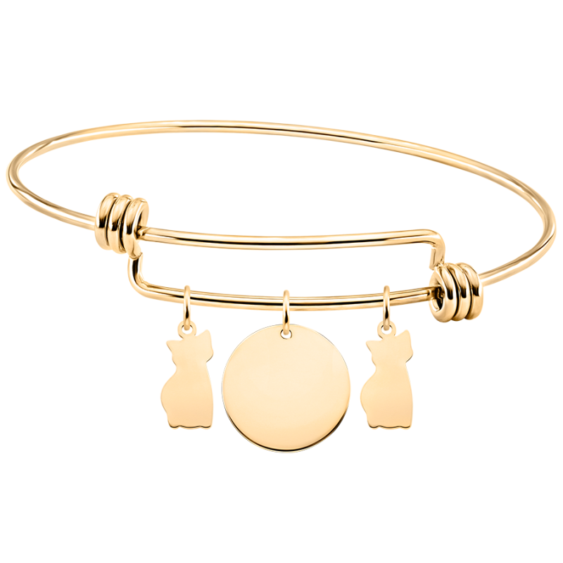 Bracelet Jonc Personnalisé Plusieurs Chats - Gold - 62