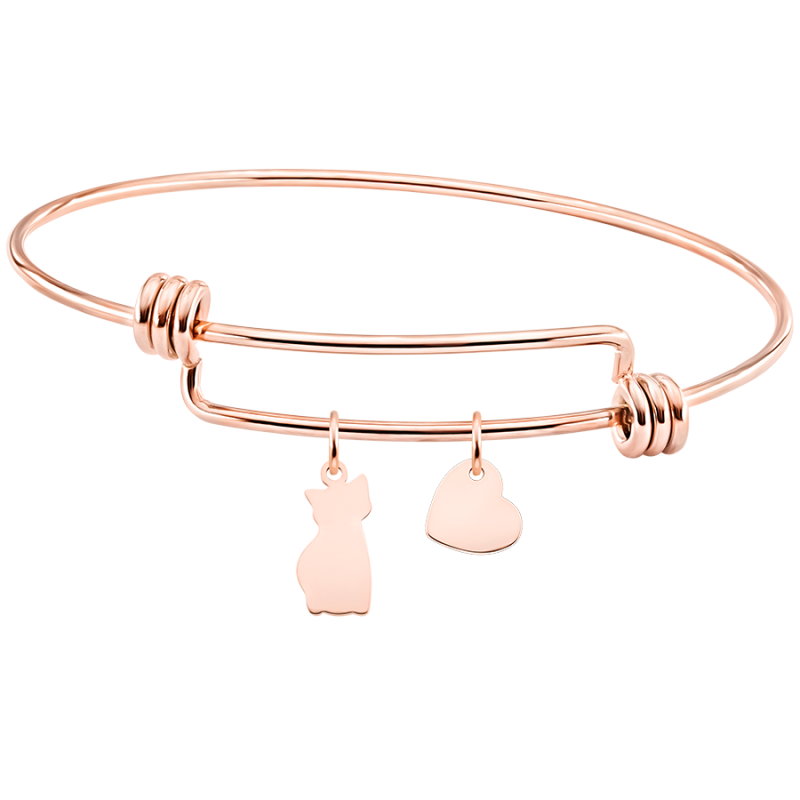 Bracelet Jonc Personnalisé Chat - Rosegold - 61