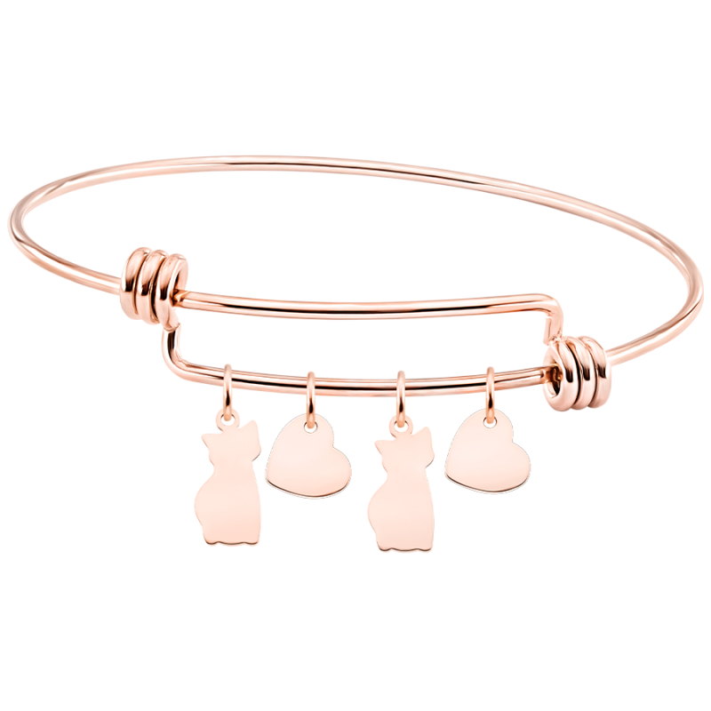 Bracelet Jonc Personnalisé Plusieurs Chats Amour - Rosegold - 61