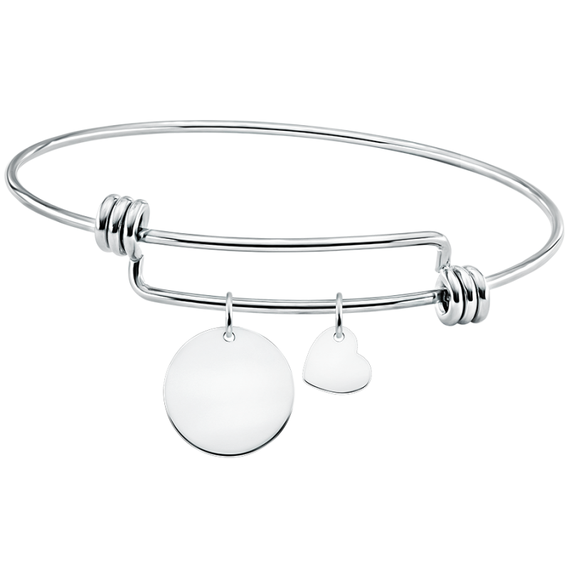 Bracelet Jonc Personnalisé Coeur et Cercle - Silver - 60