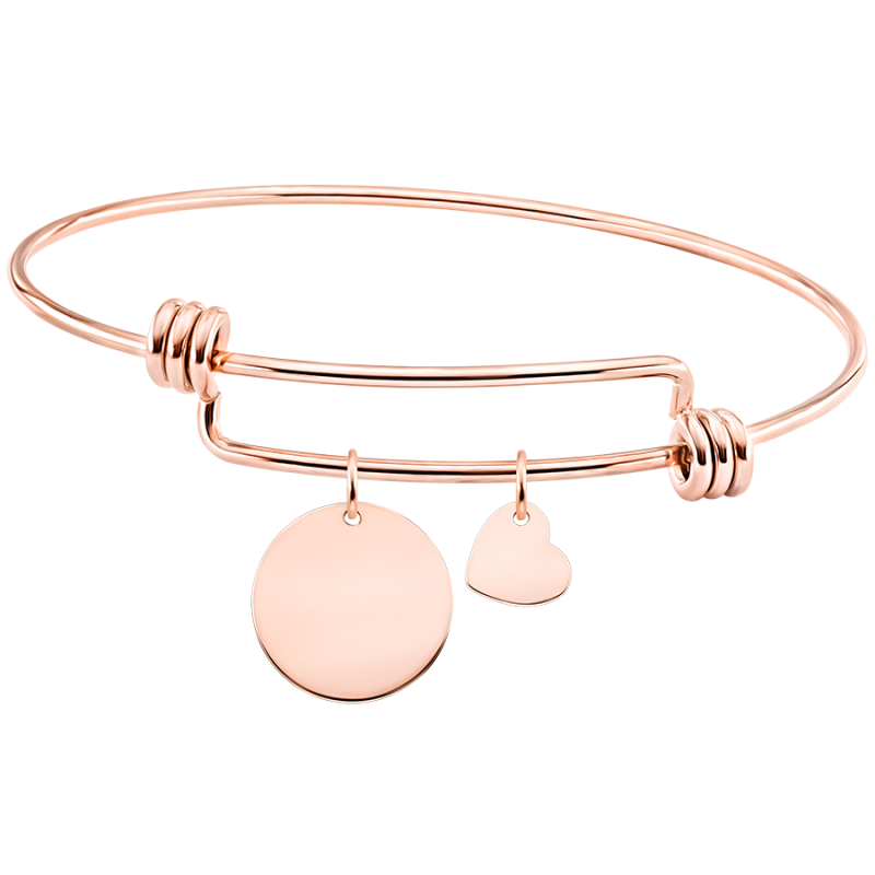 Bracelet Jonc Personnalisé Coeur et Cercle - Rosegold - 61