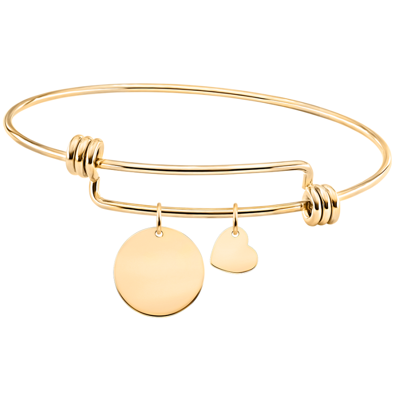 Bracelet Jonc Personnalisé Coeur et Cercle - Gold - 62