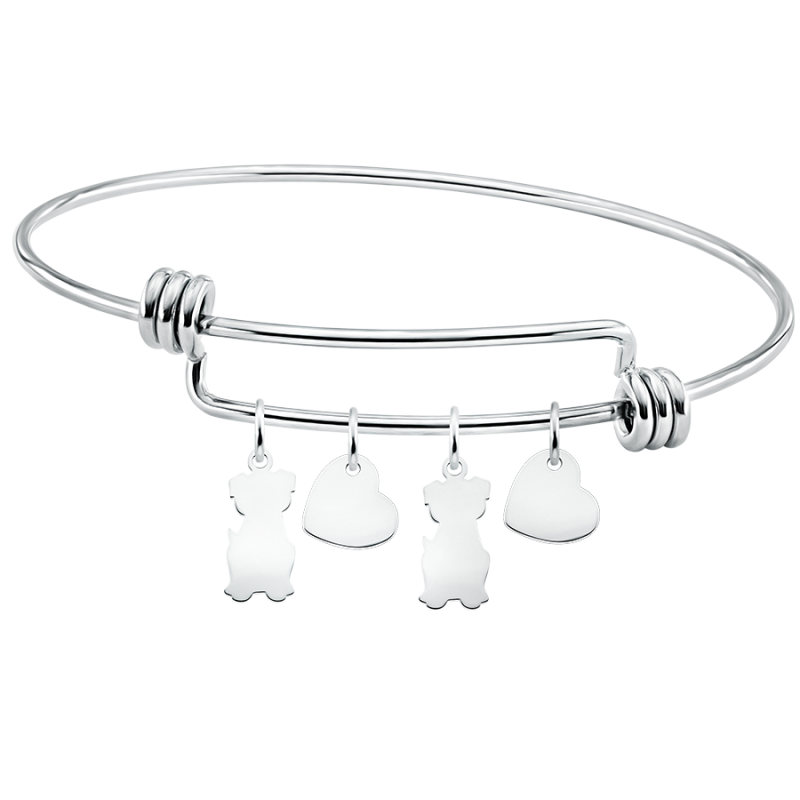 Bracelet Jonc Personnalisé Plusieurs Chiens Amour - Silver - 60