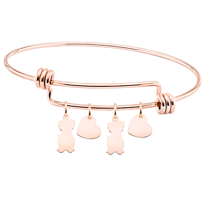 Bracelet Jonc Personnalisé Plusieurs Chiens Amour - Rosegold - 61