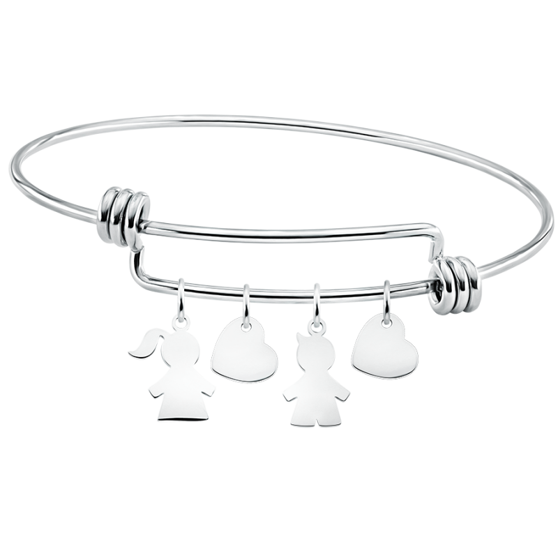 Bracelet Jonc Personnalisé Fils et Fille - Silver - 60