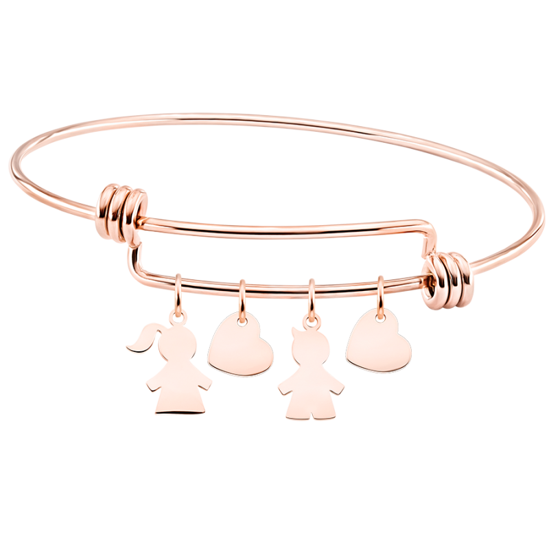 Bracelet Jonc Personnalisé Fils et Fille - Rosegold - 61