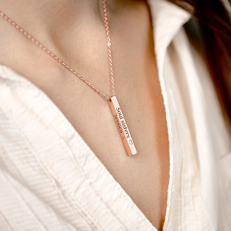 Collier Personnalisé 4 Faces - Rosegold - 61