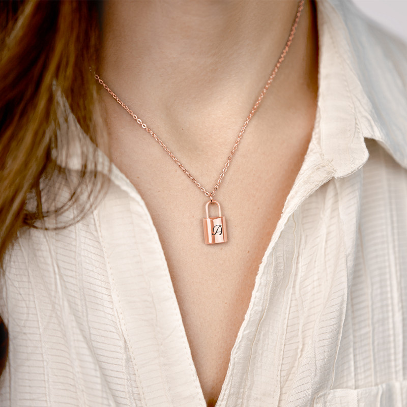 Collier Personnalisé Cadenas - Rosegold - 61