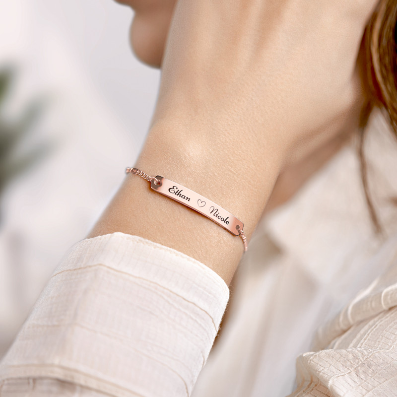 Plaque Personnalisée avec Bracelet Réglable - Rosegold - 61