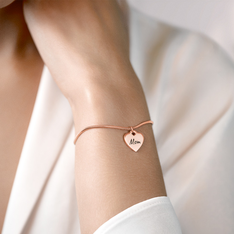 Coeur Suspendu Personnalisé avec Bracelet Réglable - Rosegold - 61