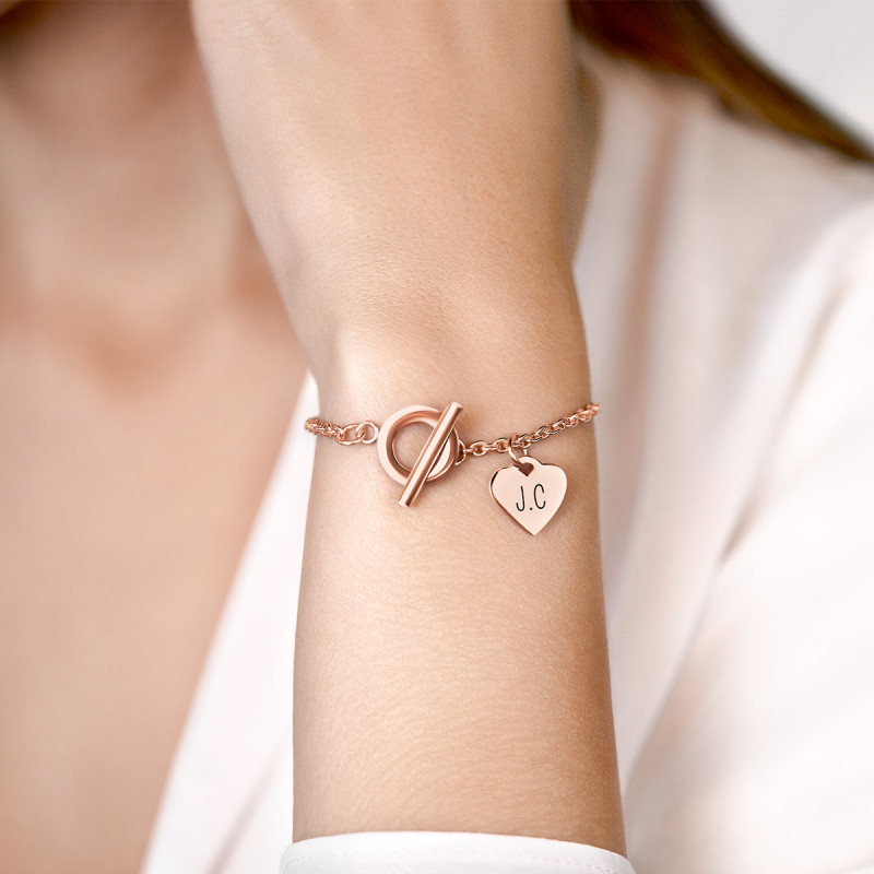 Bracelet Personnalisé Coeur de Luxe - Rosegold - 61