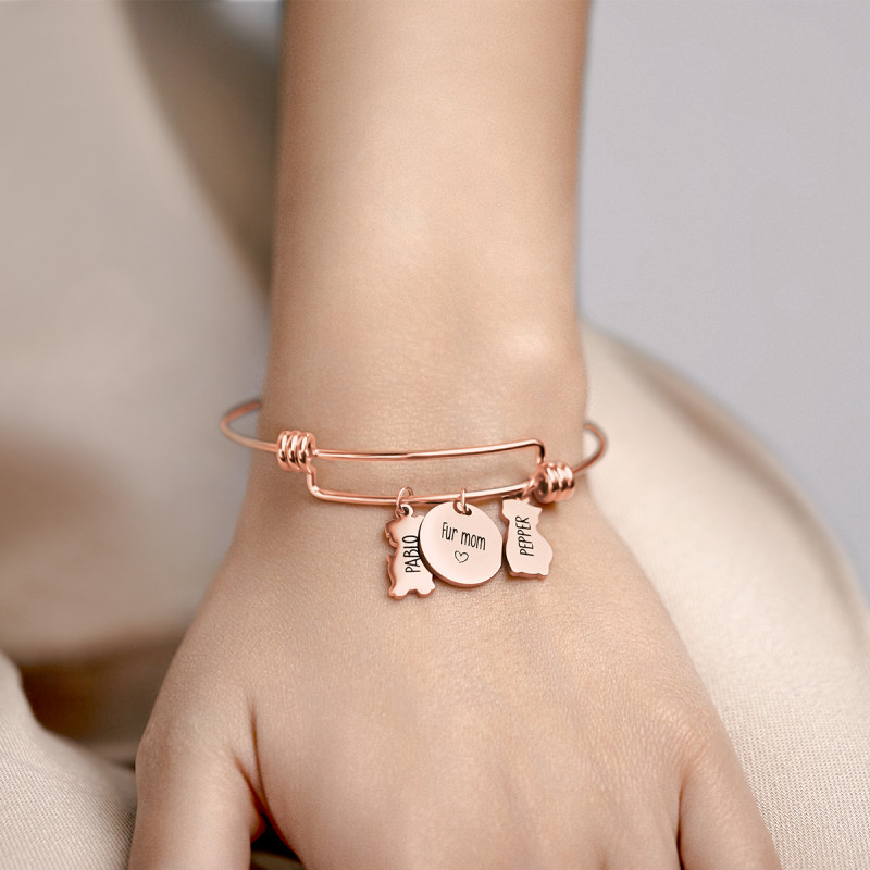 Bracelet Personnalisé Chien & Chat - Rosegold - 61