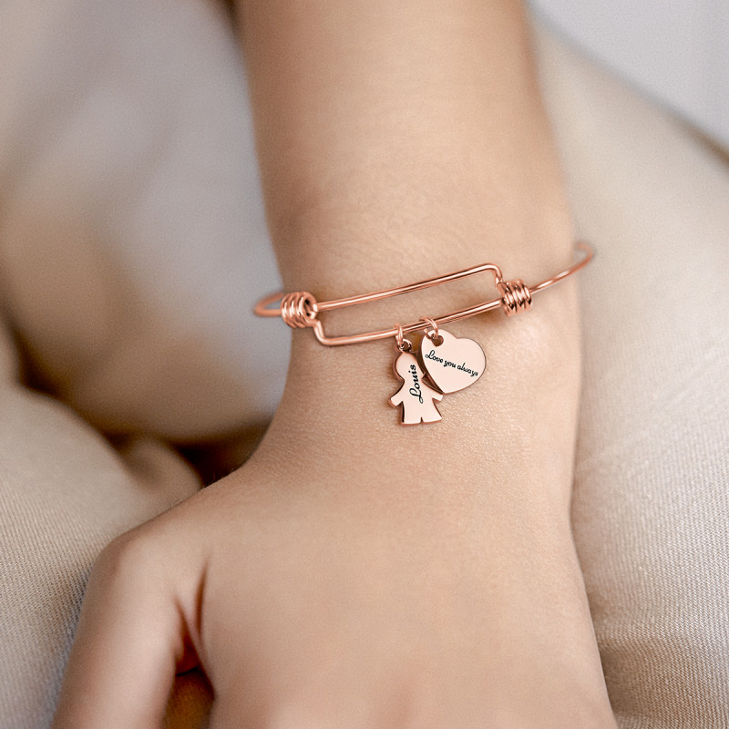 Bracelet Jonc Personnalisé Amour - Rosegold - 61