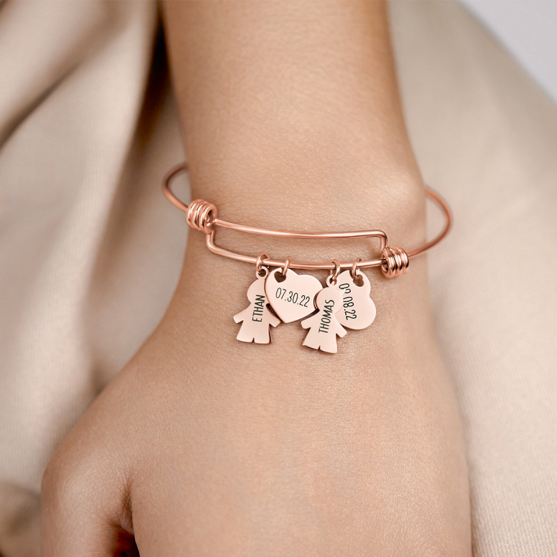 Bracelet Jonc Personnalisé Plusieurs Fils Amour - Rosegold - 61