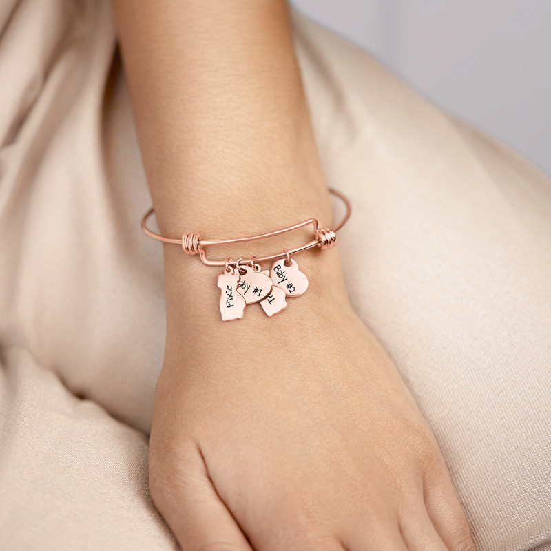 Bracelet Jonc Personnalisé Plusieurs Chats Amour - Rosegold - 61