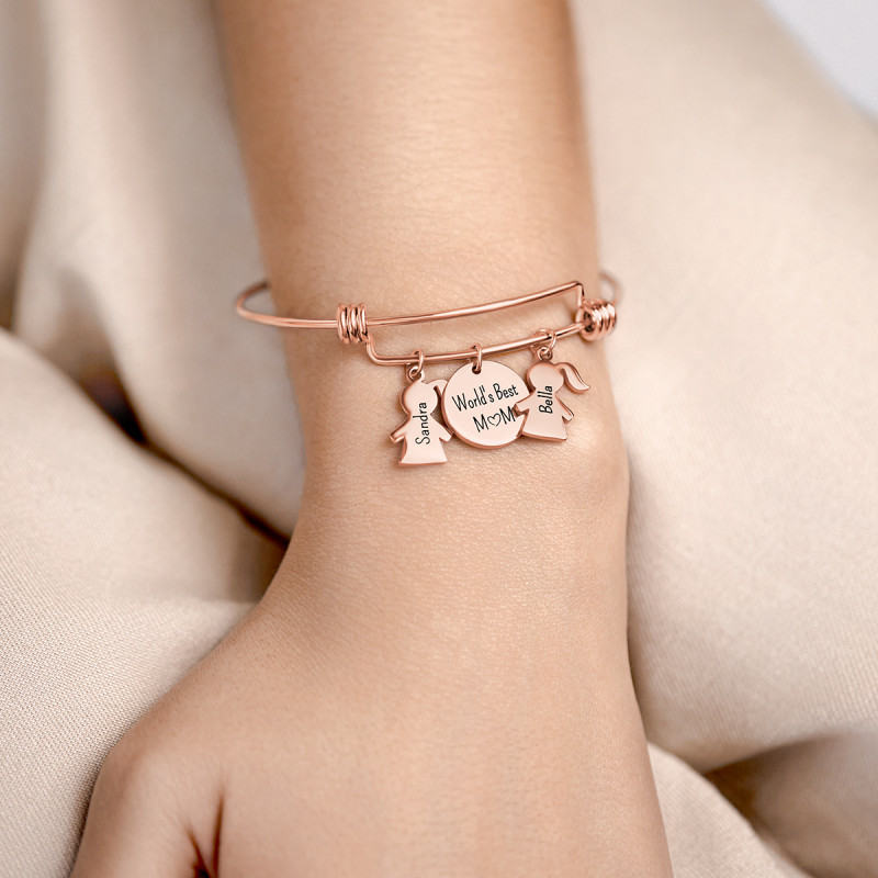 Bracelet Jonc Personnalisé Plusieurs Filles - Rosegold - 61