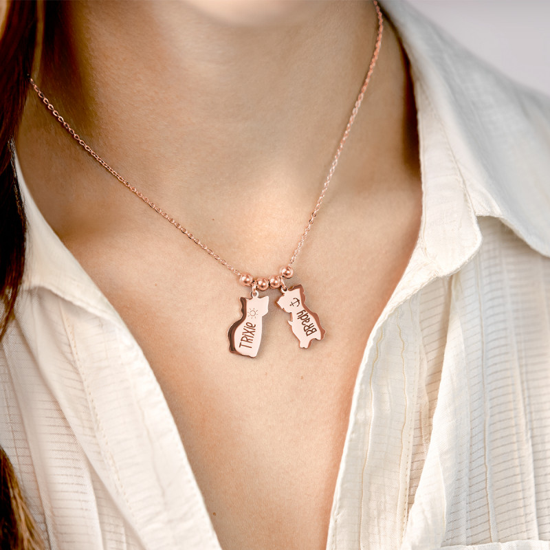 Collier Personnalisé Chat & Chien - Rosegold - 61