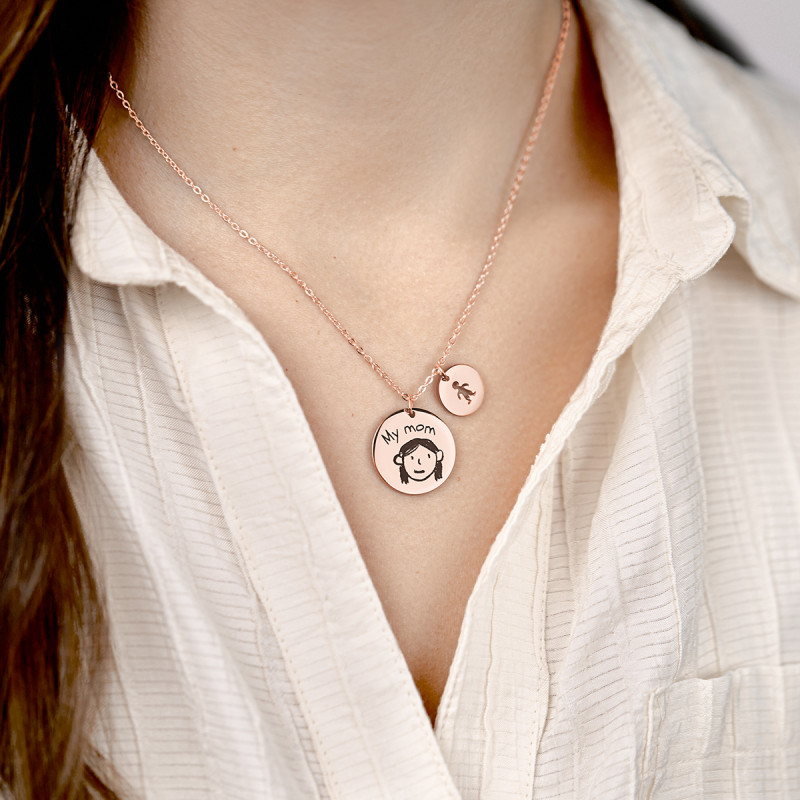 Collier Personnalisé Écriture d'Enfants - Rosegold - 61