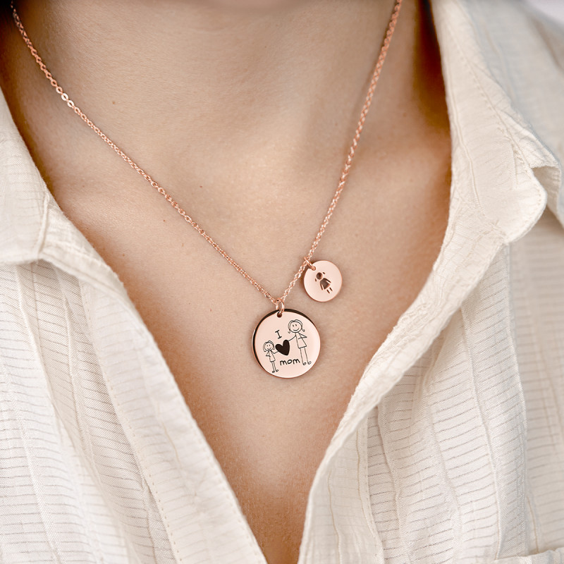 Collier Personnalisé Écriture d'Enfants - Rosegold - 61