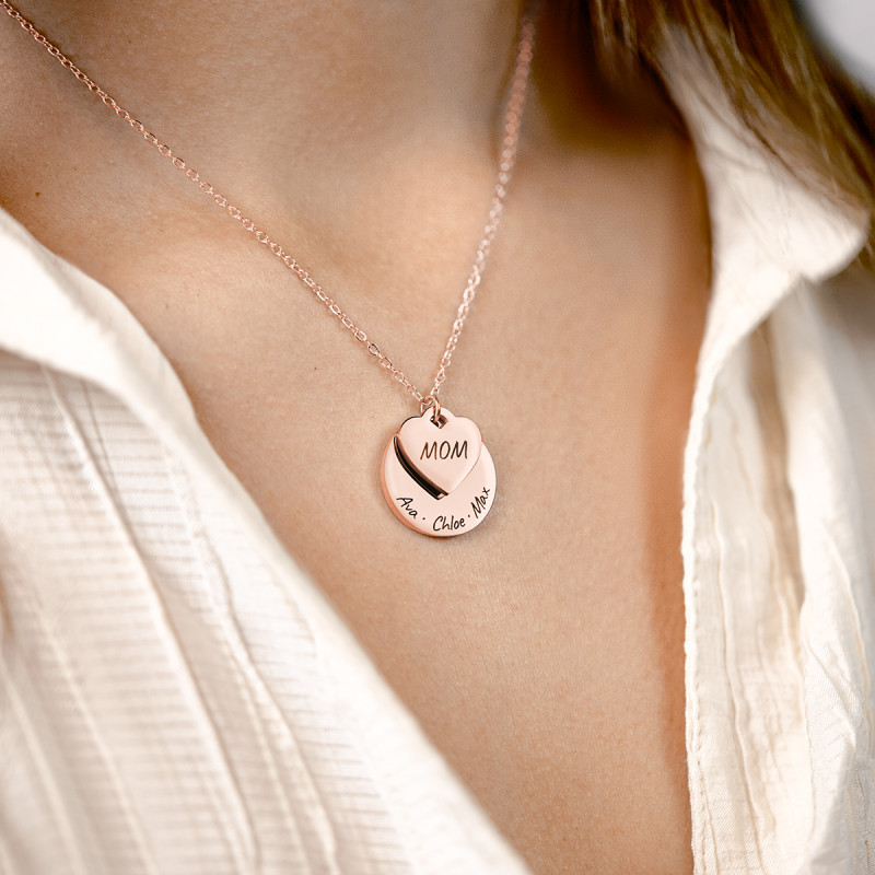 Collier Personnalisé Cercle et Coeur - Rosegold - 61